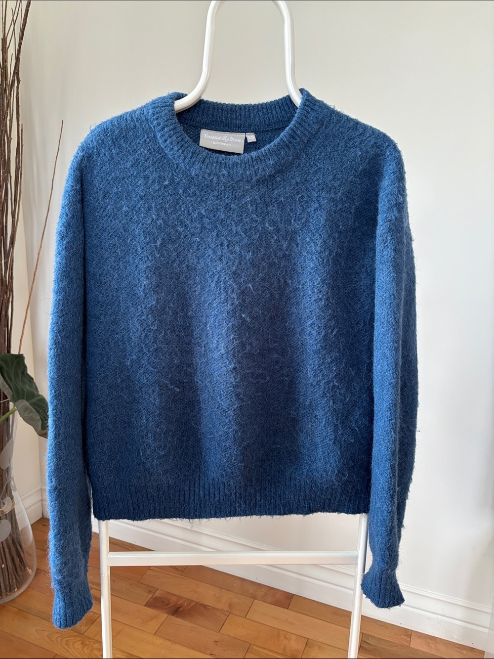 Cureted by Muse Cobalt  Knit Crewneck Sweater